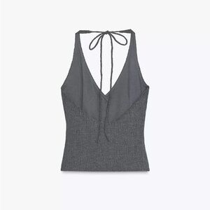 New Zara textured vest top in gray marl- small